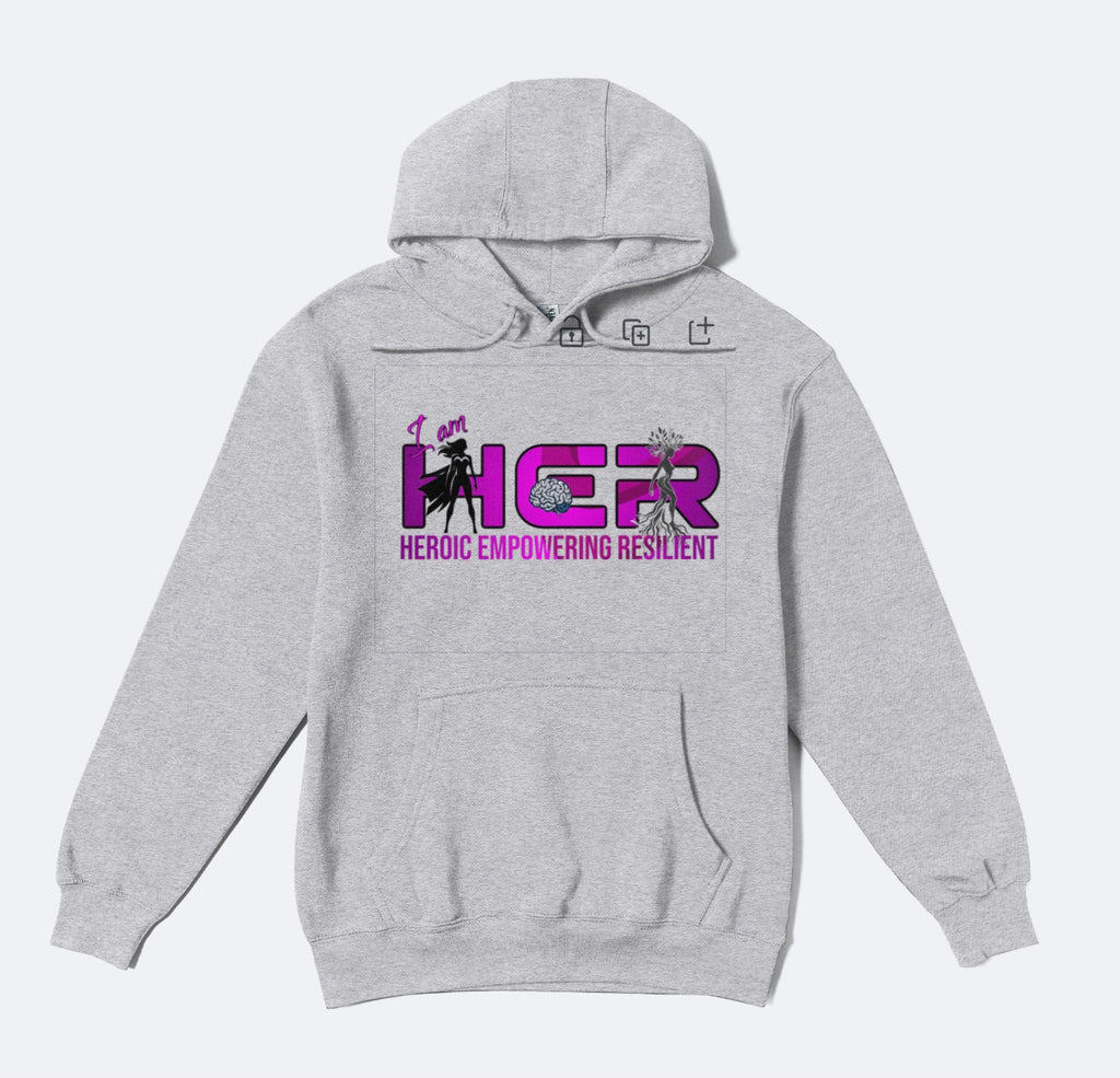 I AM HER grey womens Hoodie