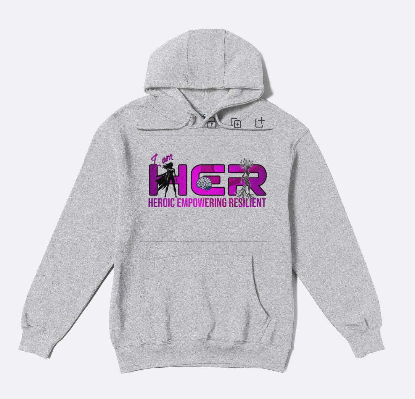 I AM HER grey womens Hoodie